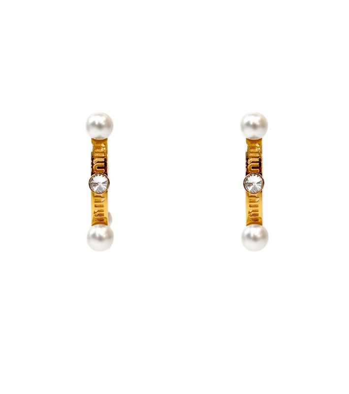 Miu Miu Pearl-Embellished Hoop Earrings