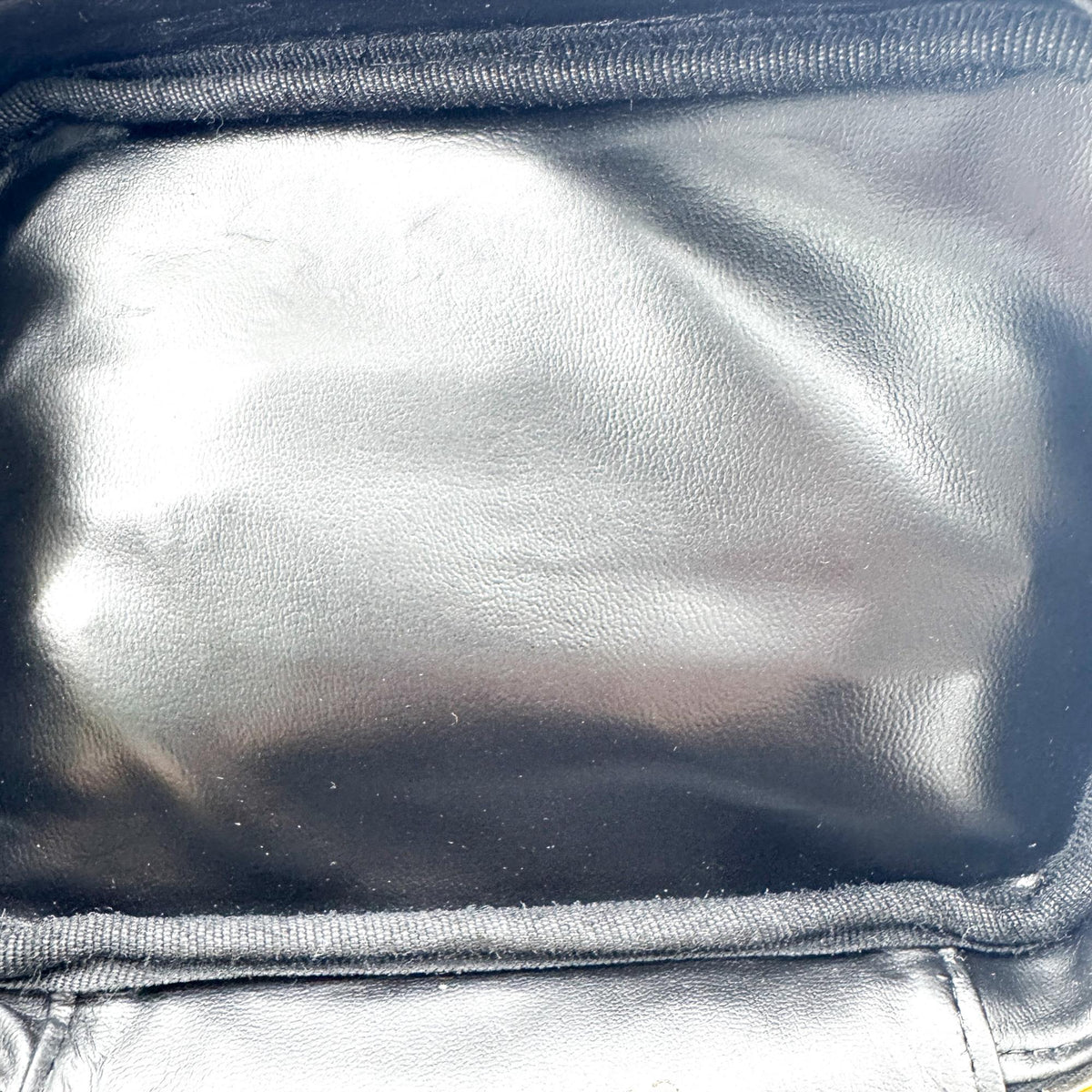 Chanel Vintage Patent Cosmetic Vanity Bag Gold Hardware Black