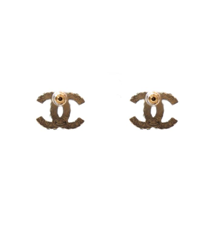 Chanel Cubic CC Gold Earrings