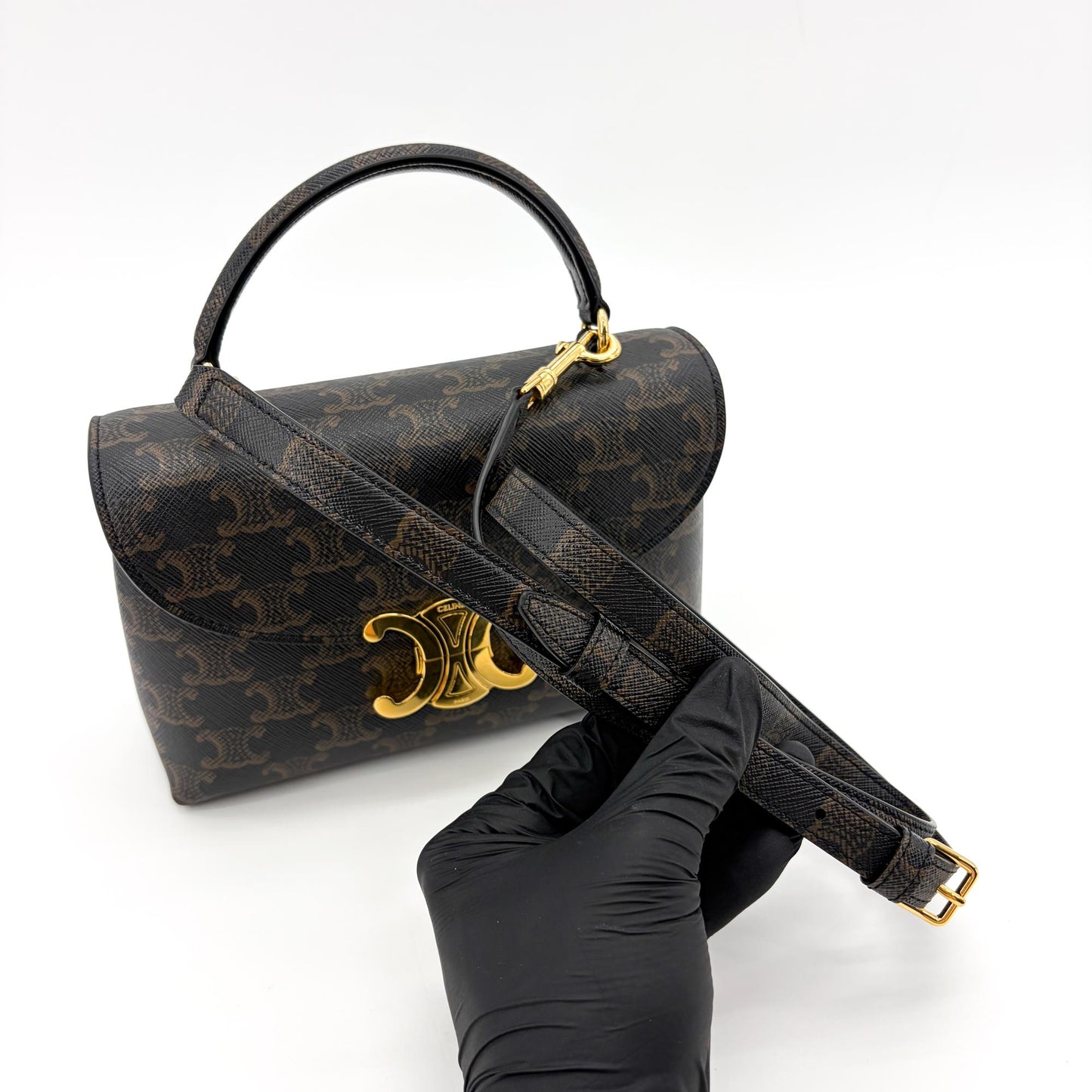 Celine Triomphe Canvas Small Besace 1600 Tan