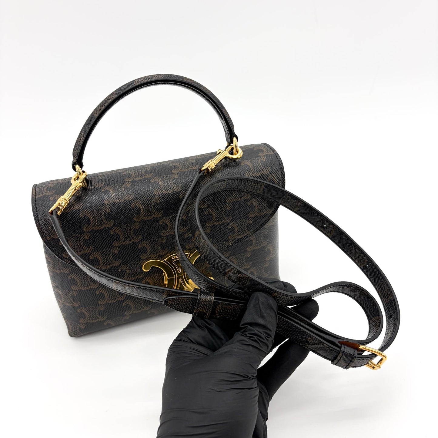 Celine Triomphe Canvas Small Besace 1600 Tan