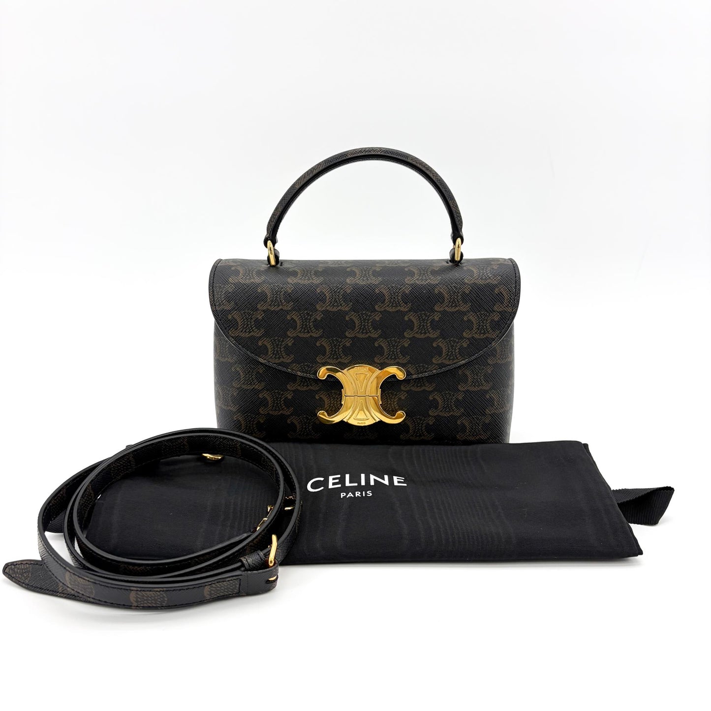 Celine Triomphe Canvas Small Besace 1600 Tan