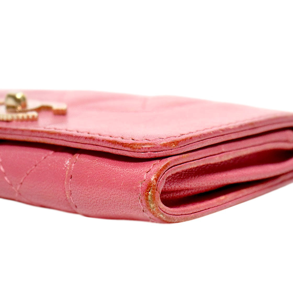 Chanel Pink Lambskin Mademoiselle Card Wallet