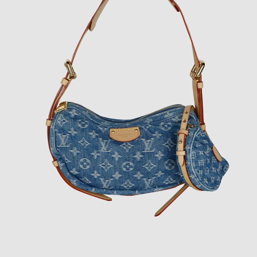 MM Denim Monogram Croissant Shoulder Bag M46856