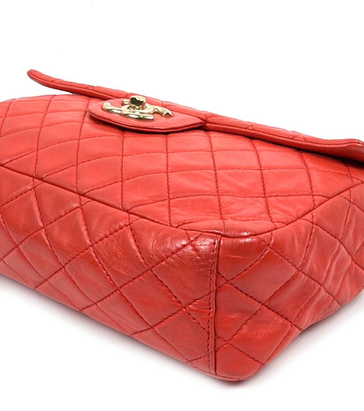 Chanel Orange Quilted CC Flap Chain Shoulder Bag