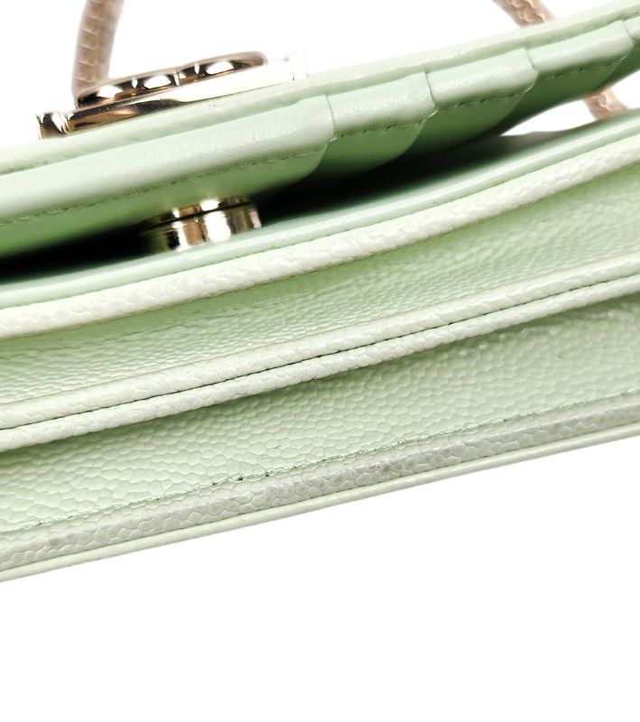 Chanel Mint Chevron Caviar Boy WOC