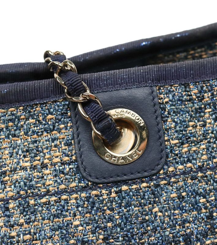 Chanel Navy Tweed Deauville Bag