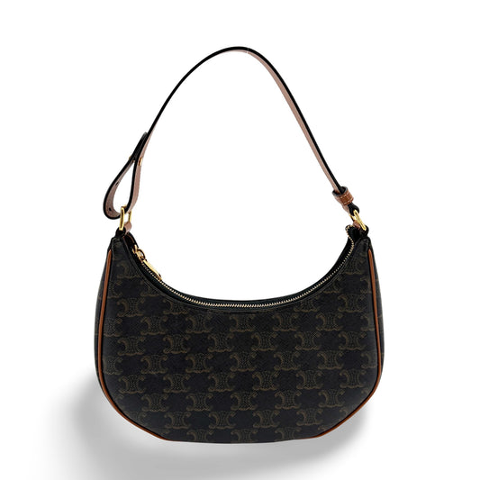 Celine Ava Bag Triomphe Canvas Calfskin Tan