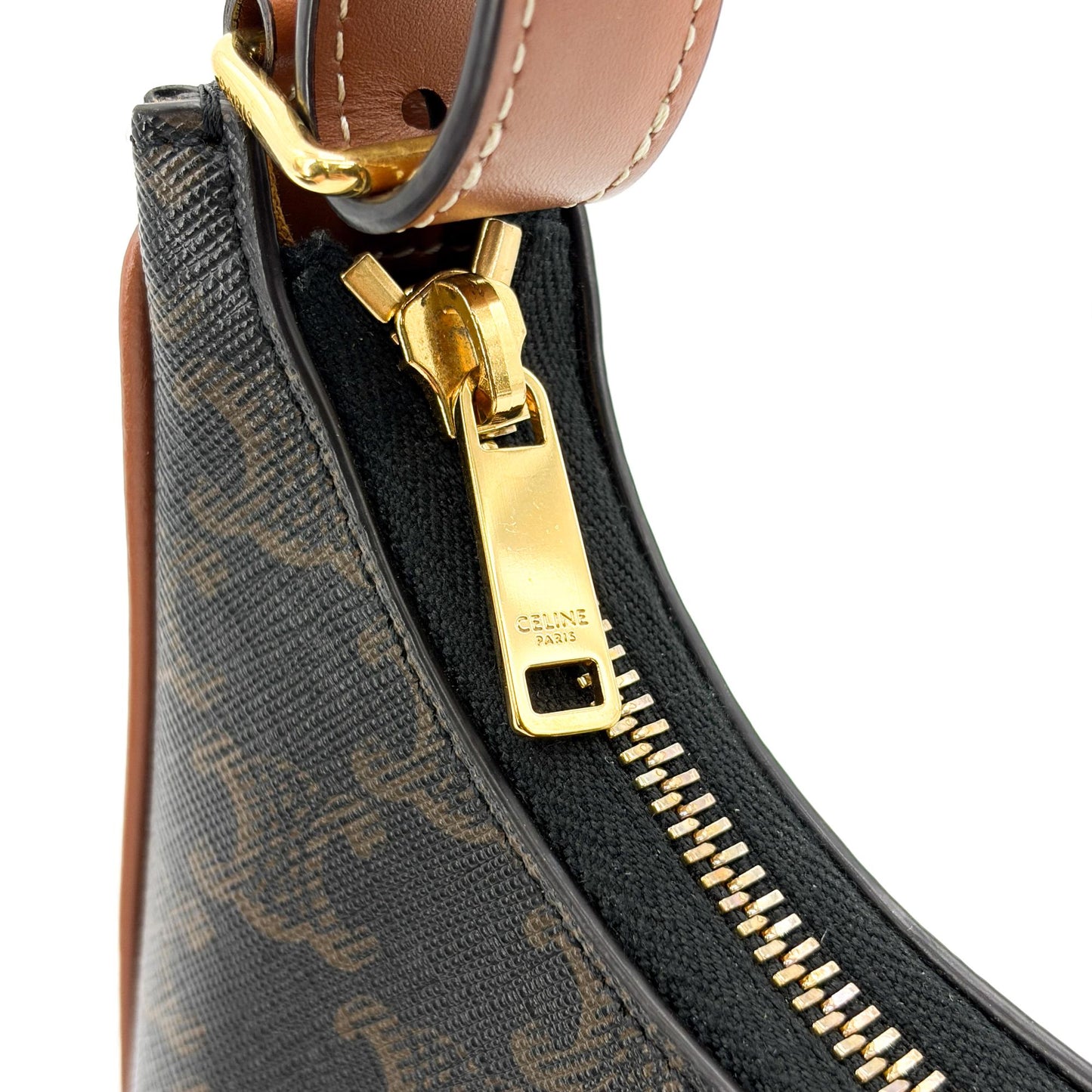 Celine Ava Bag Triomphe Canvas Calfskin Tan