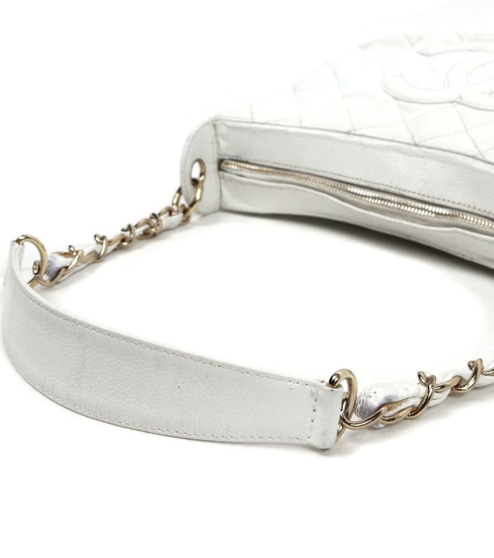 Chanel White Caviar Skin Timeless Shoulder Bag