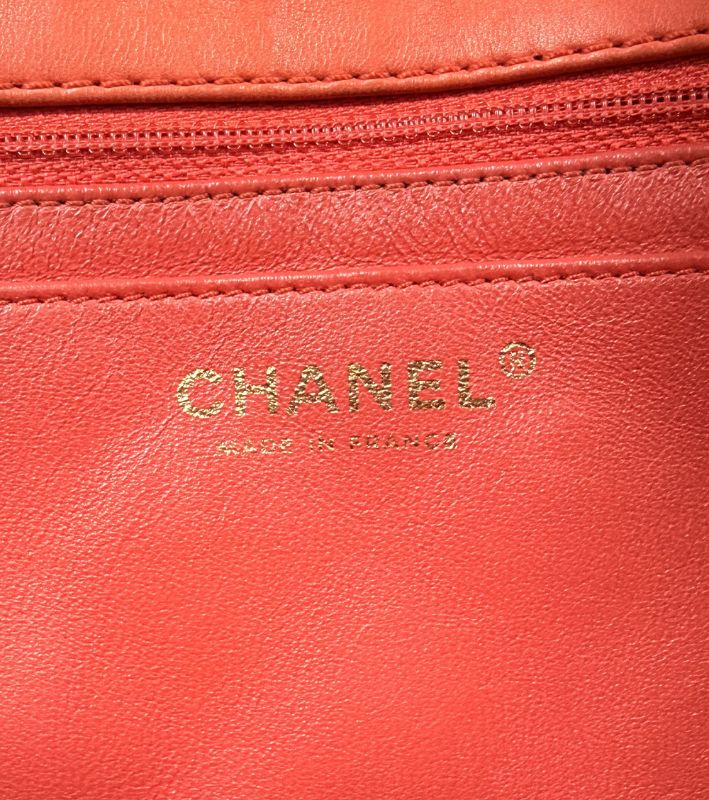 Chanel Orange Quilted CC Flap Chain Shoulder Bag