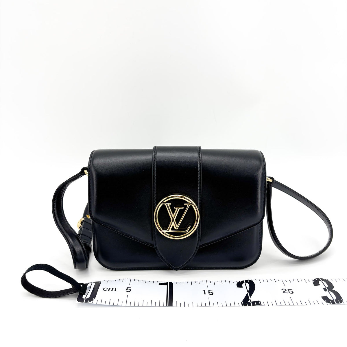 Louis Vuitton LV Pont Neuf Shoulder Bag Black Gold Hardware