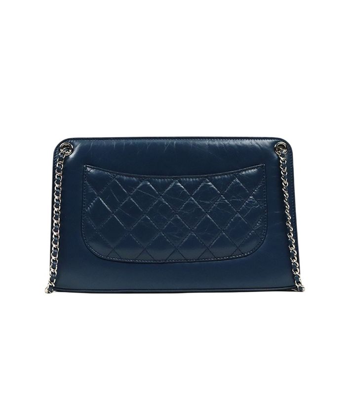 Chanel Navy Leather Matelassé Chain Shoulder Bag