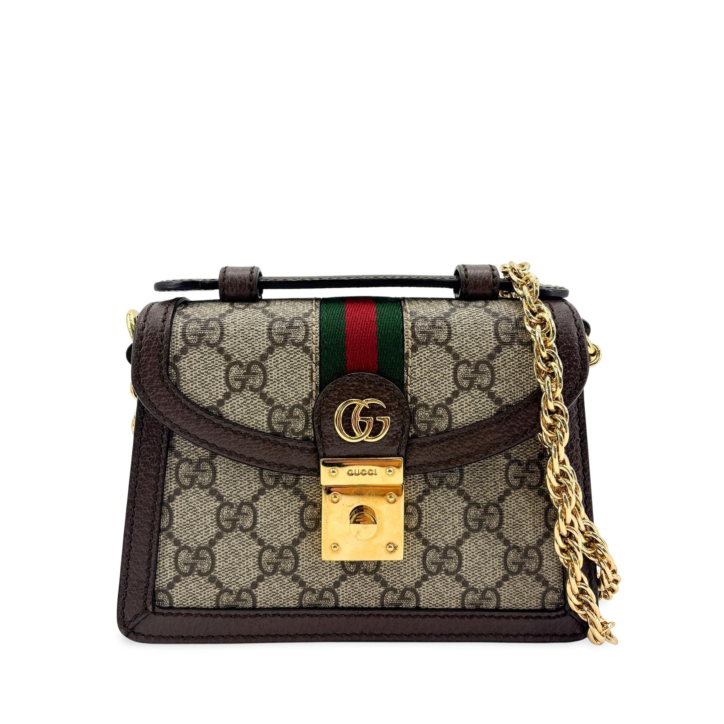 Gucci Ophidia GG Mini Chain Shoulder Bag Brown