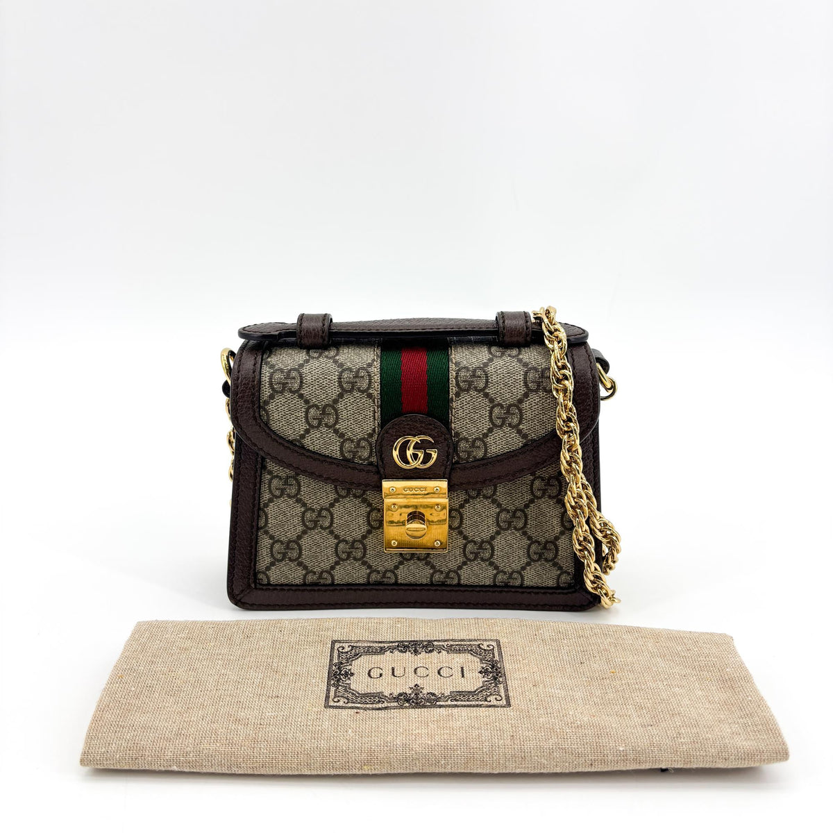 Gucci Ophidia GG Mini Chain Shoulder Bag Brown