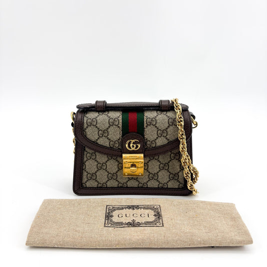 Gucci Ophidia GG Mini Chain Shoulder Bag Brown