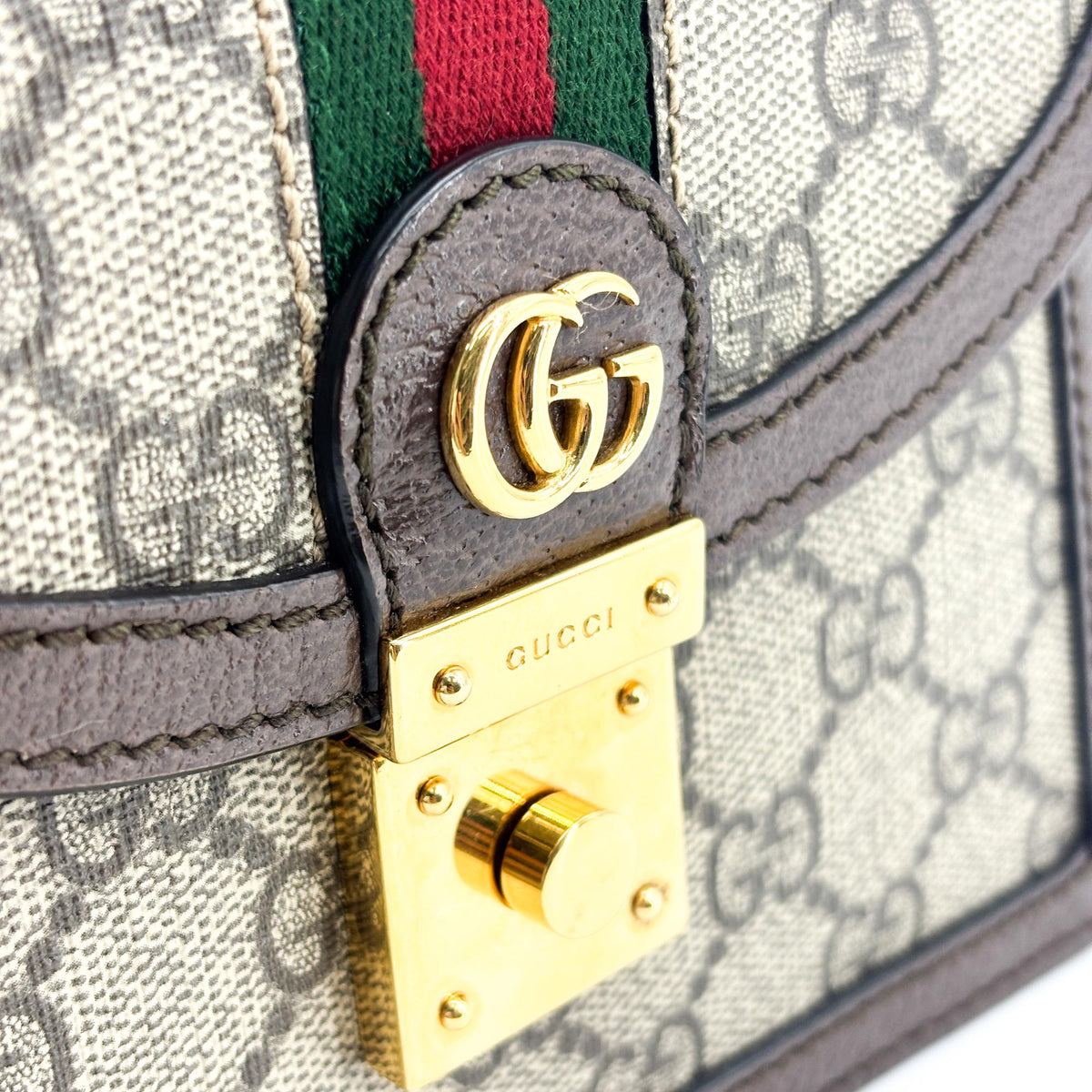 Gucci Ophidia GG Mini Chain Shoulder Bag Brown