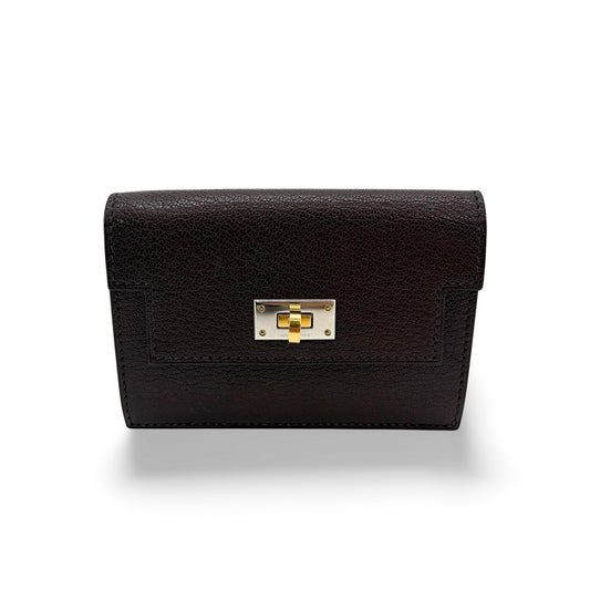 Hermès Kelly Pocket Slim Wallet Goatskin Electrum Hardware Rouge Selier