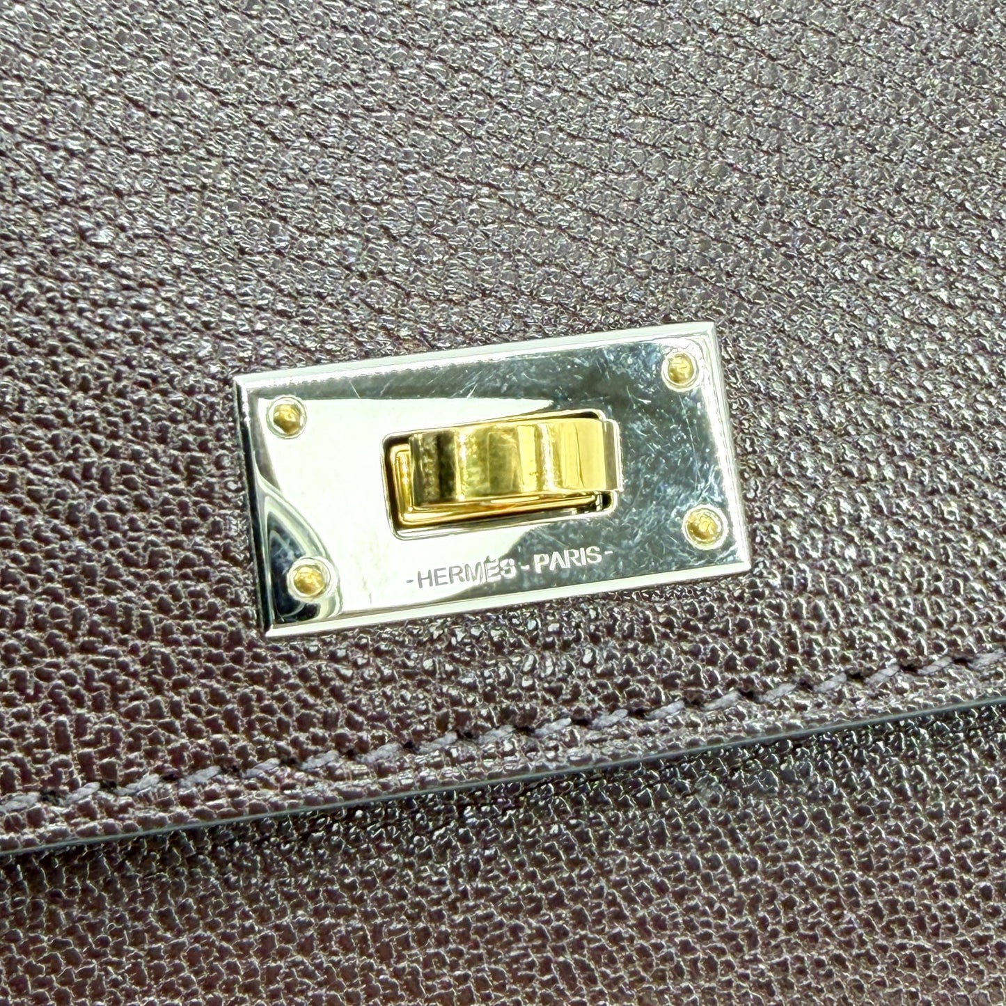 Hermès Kelly Pocket Slim Wallet Goatskin Electrum Hardware Rouge Selier