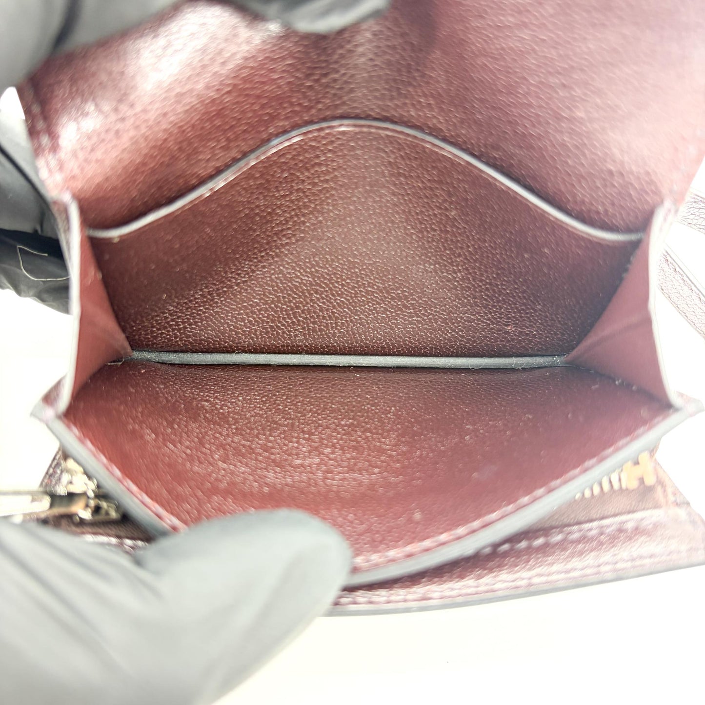 Hermès Kelly Pocket Slim Wallet Goatskin Electrum Hardware Rouge Selier