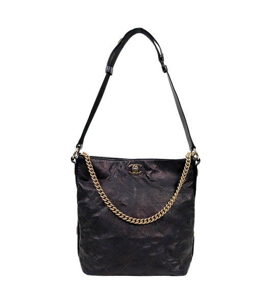 Chanel Black Quilted CC Bucket Bag
