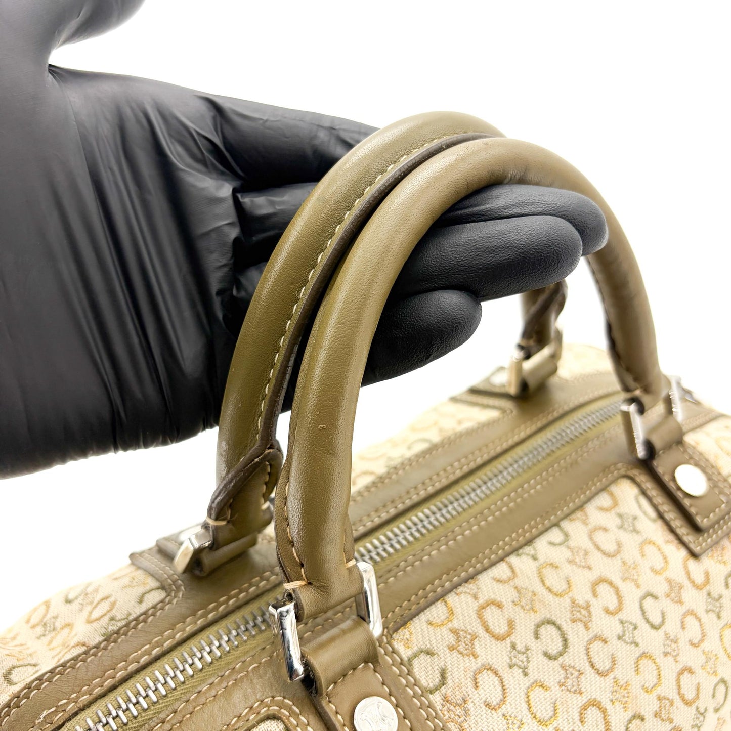 Celine Macadam Jacquard Boston Bag Brown