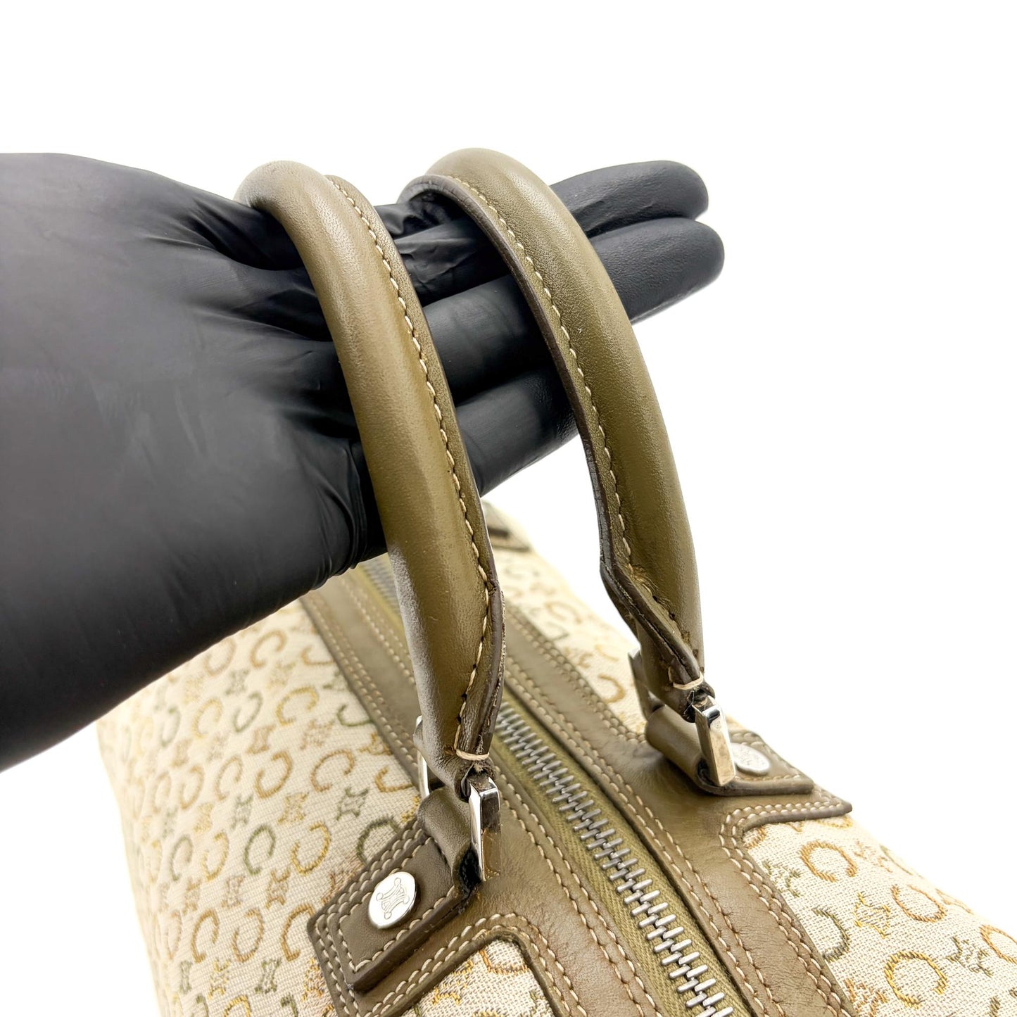 Celine Macadam Jacquard Boston Bag Brown