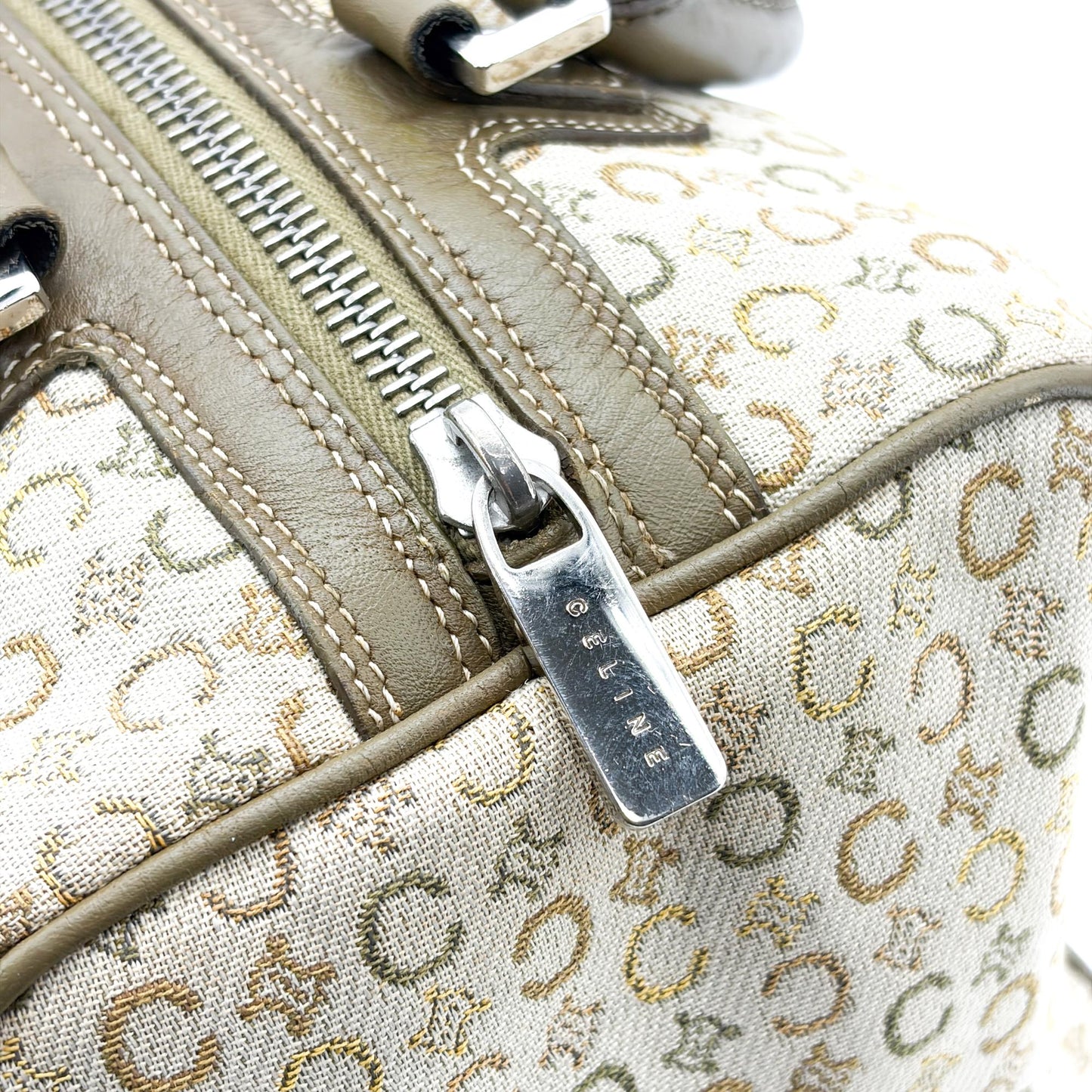 Celine Macadam Jacquard Boston Bag Brown