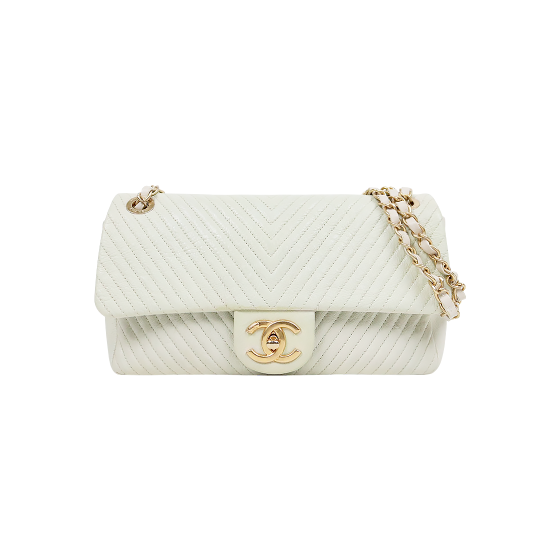 Chanel Mint Chevron Flap Chain Shoulder Bag