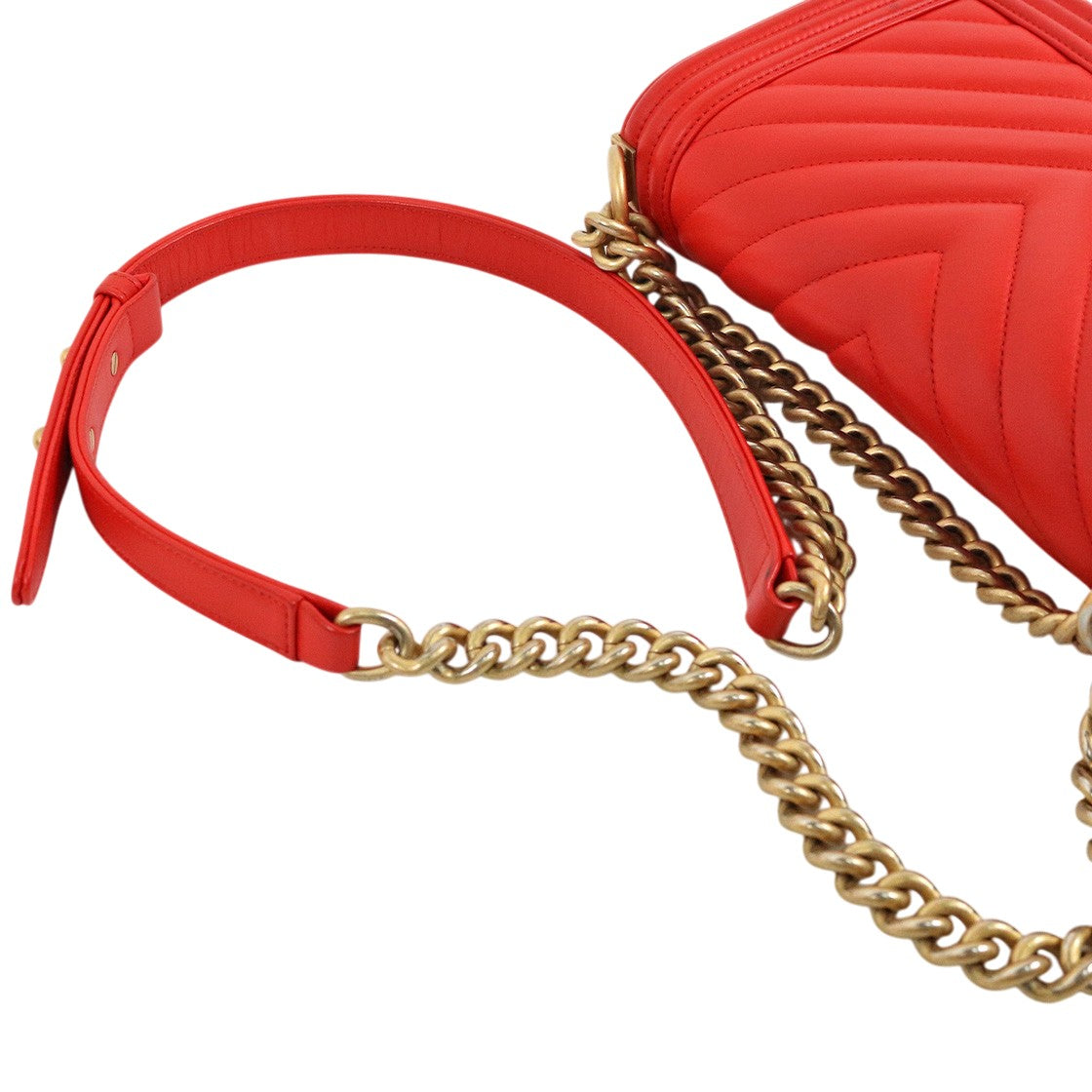 Chanel Medium Red Chevron Boy Shoulder Bag