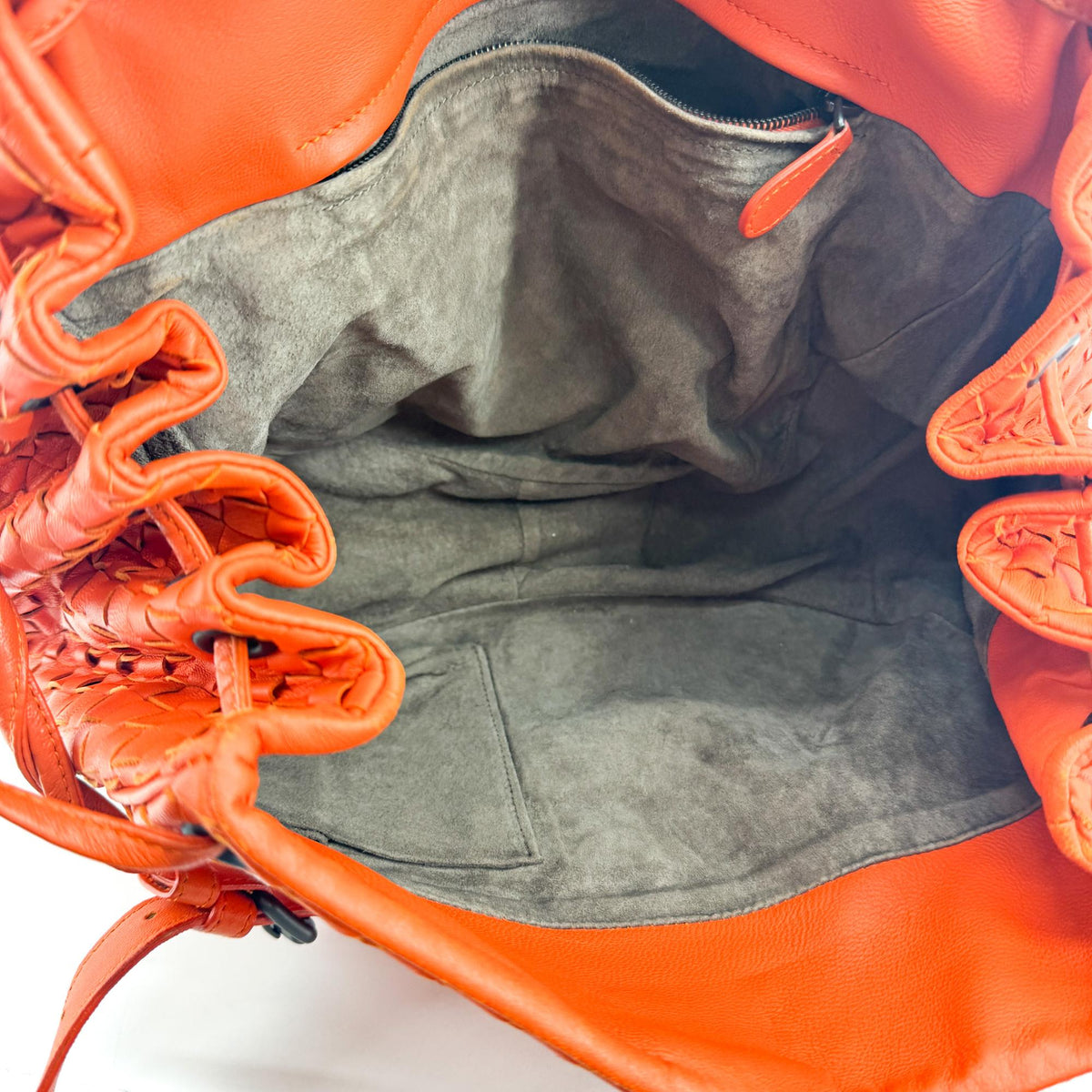 Bottega Veneta Intrecciato Flap Crossbody Bag Orange