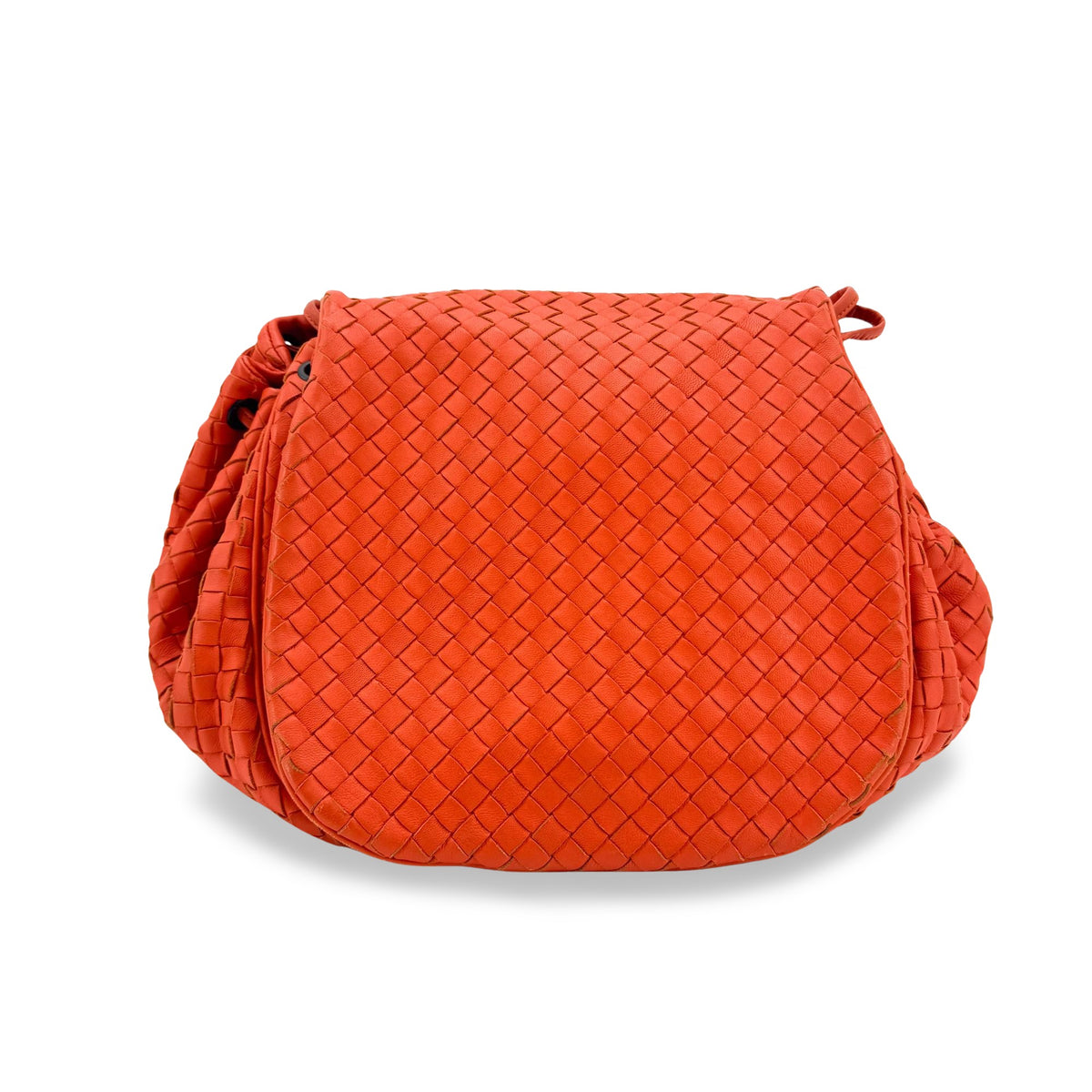 Bottega Veneta Intrecciato Flap Crossbody Bag Orange