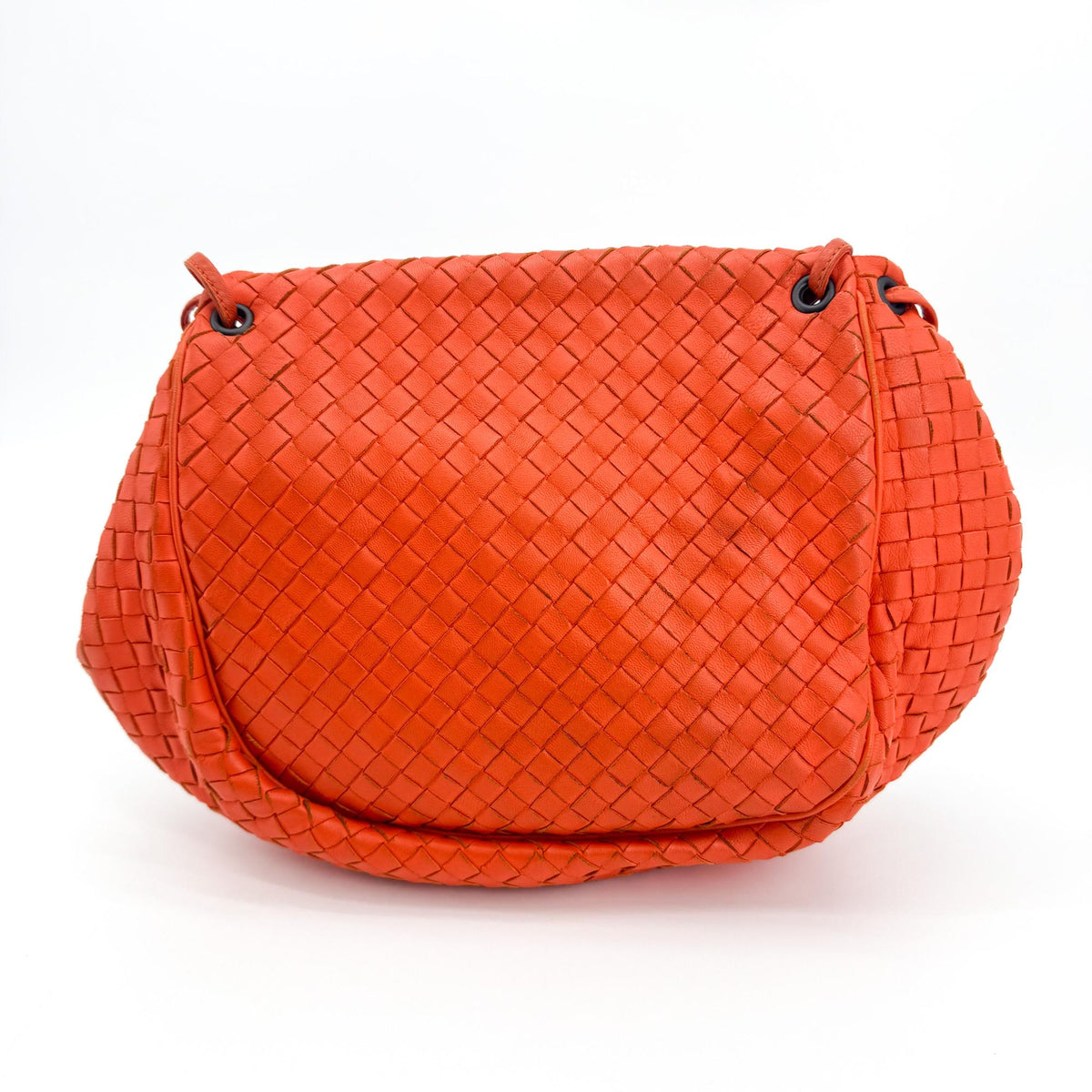 Bottega Veneta Intrecciato Flap Crossbody Bag Orange