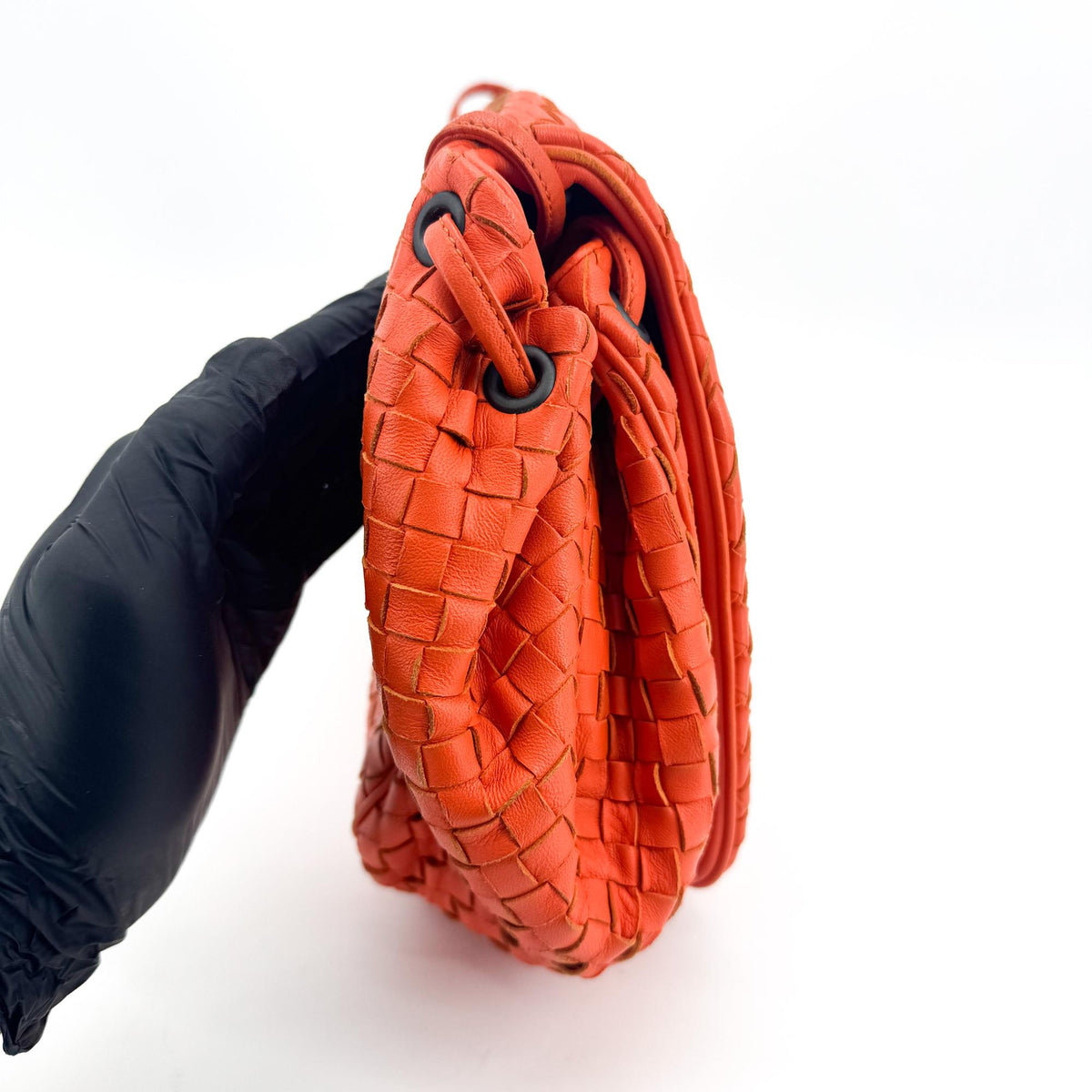 Bottega Veneta Intrecciato Flap Crossbody Bag Orange