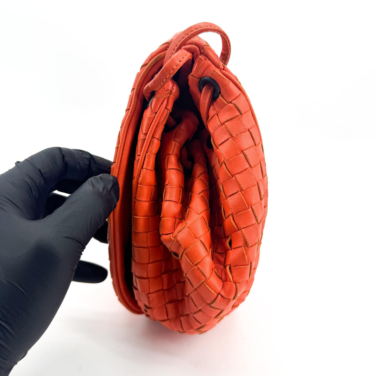Bottega Veneta Intrecciato Flap Crossbody Bag Orange