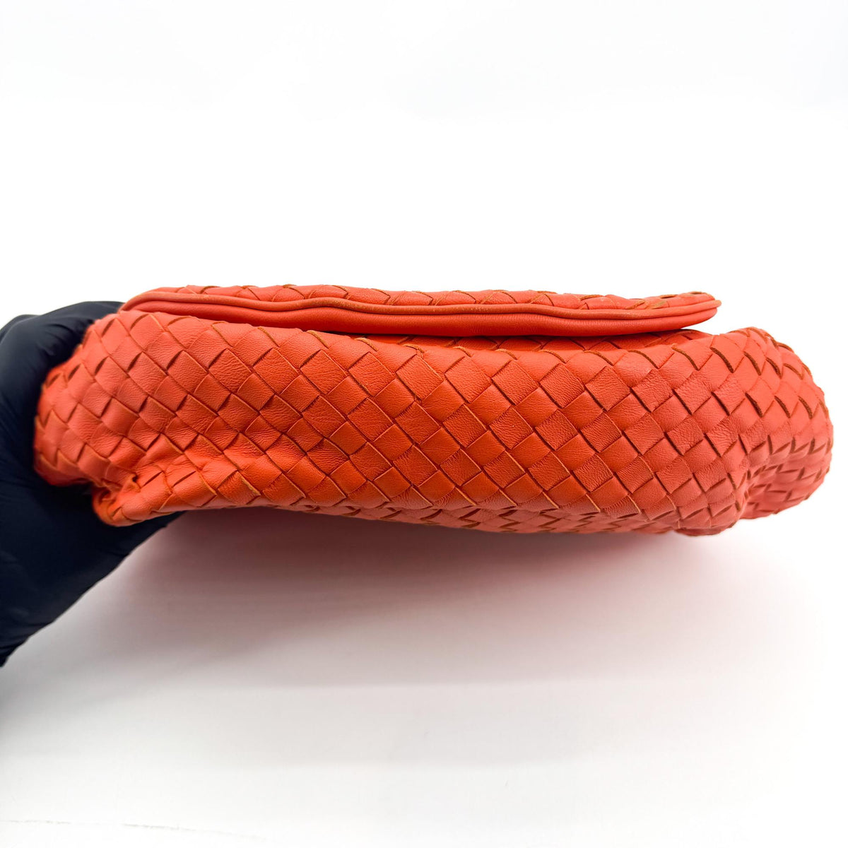 Bottega Veneta Intrecciato Flap Crossbody Bag Orange