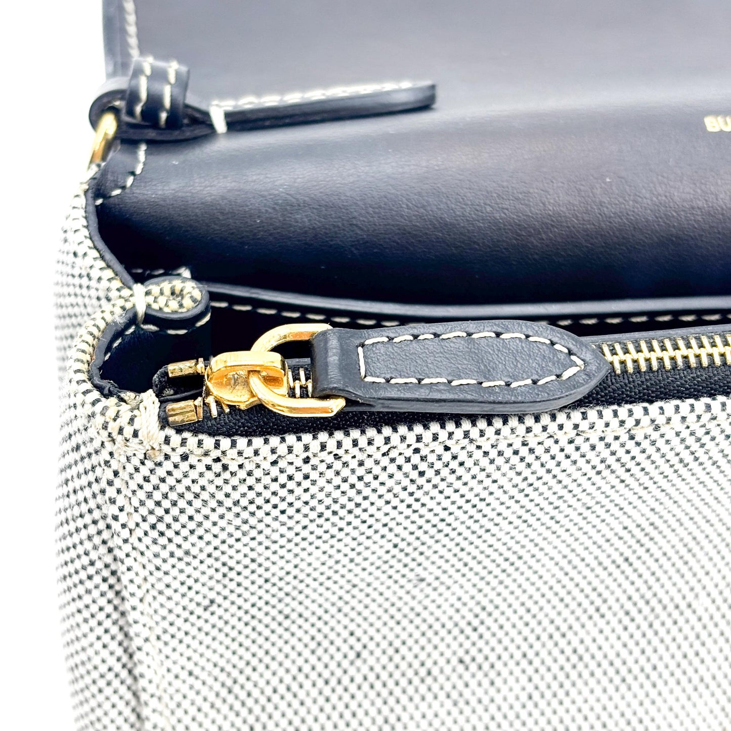 Burberry Horseferry Print Canvas Notebook Shoulder Bag Black White