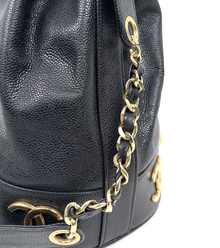Chanel Black Caviar Triple C Bucket Bag