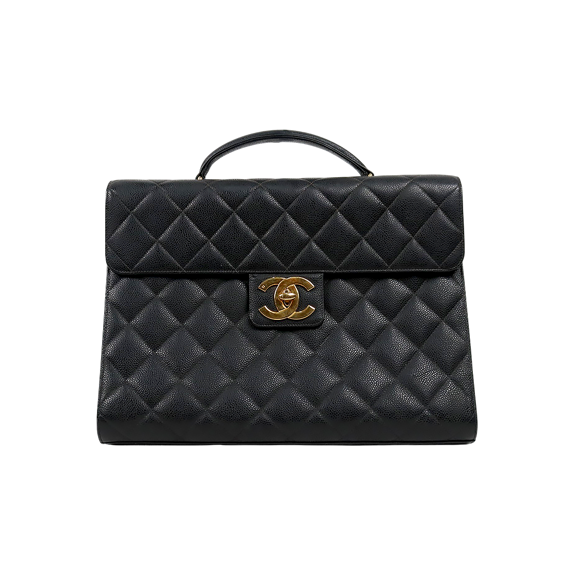 Chanel Black Caviar Quilted Big CC Briefcase