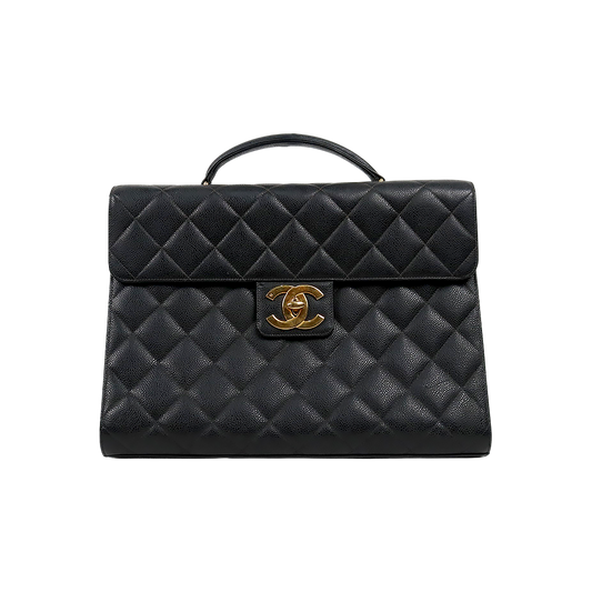 Chanel Black Caviar Quilted Big CC Briefcase