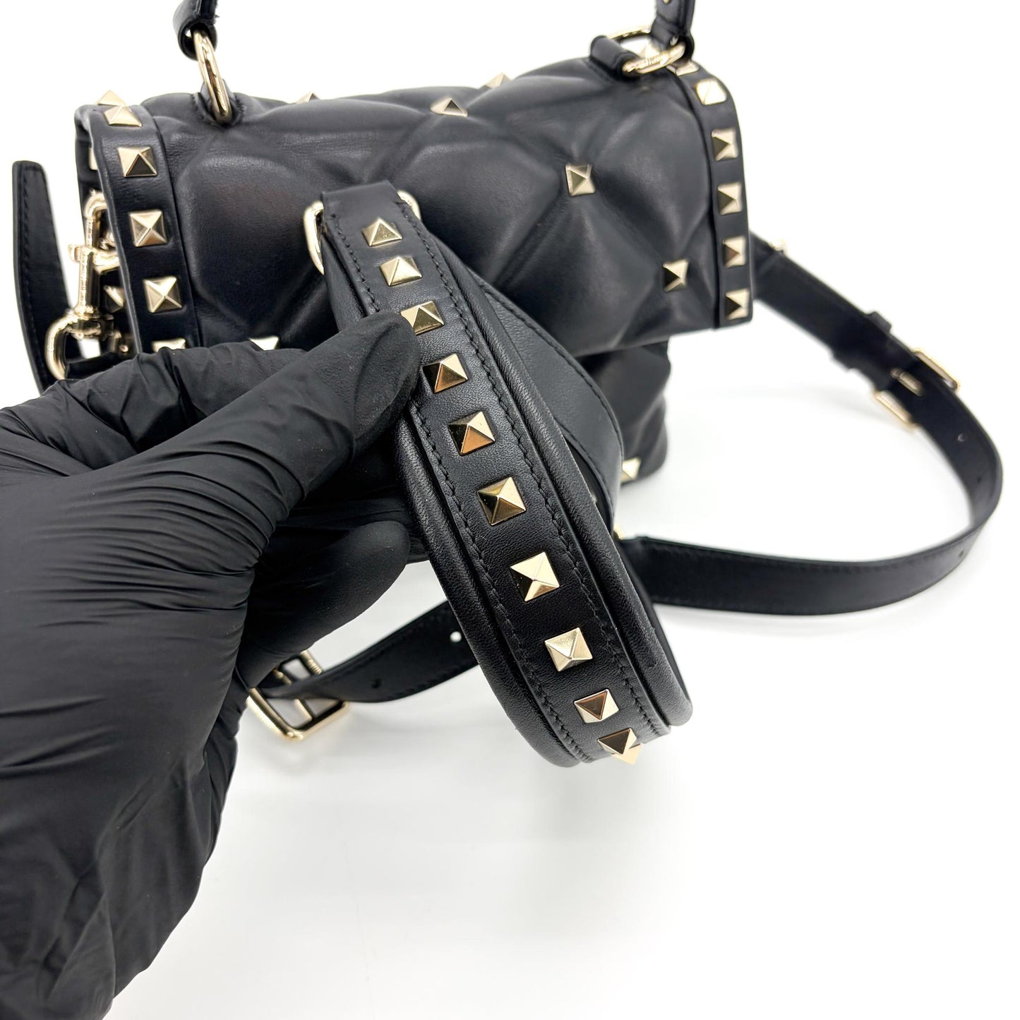 Valentino Garavani Rockstud Spike Small Top Handle Bag Black
