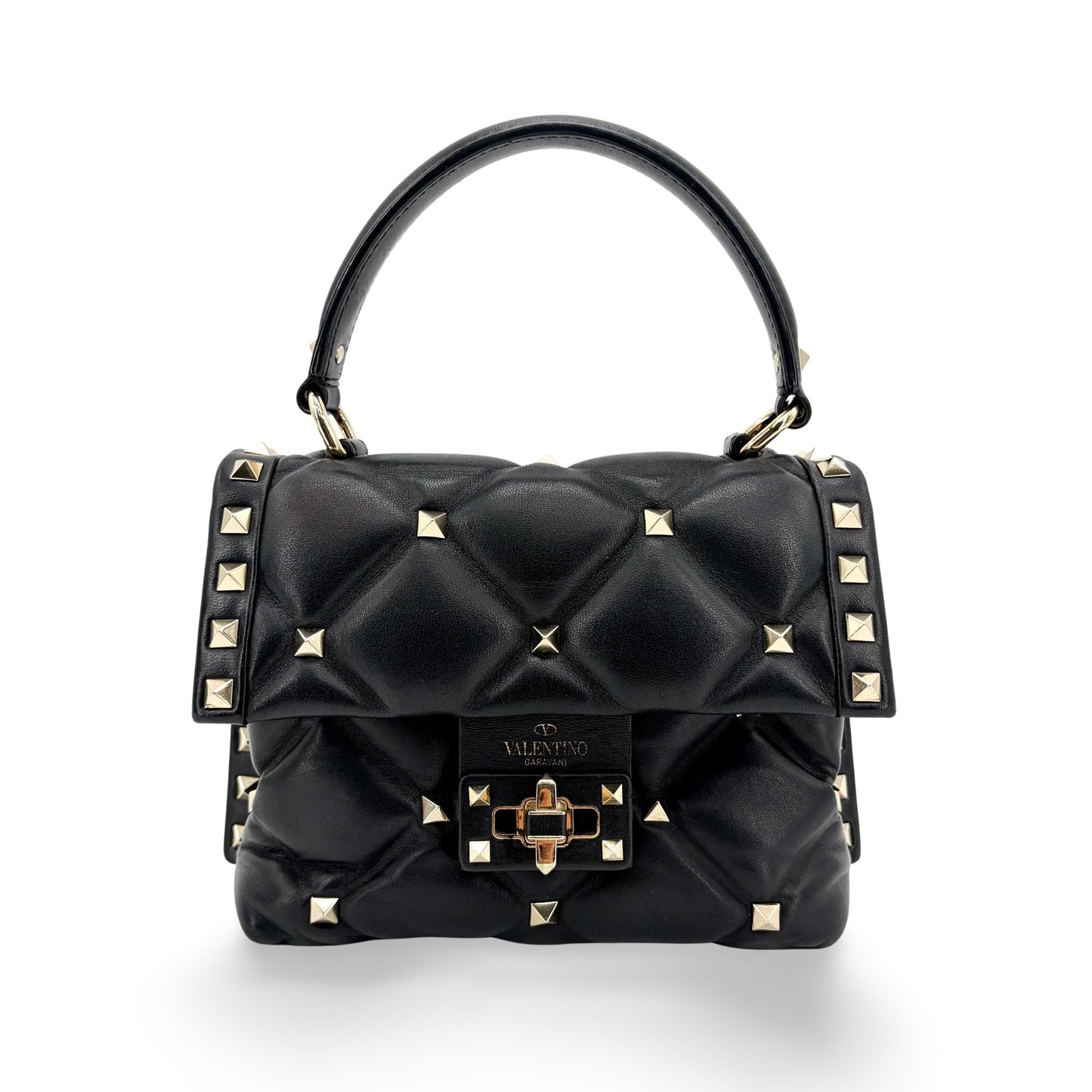 Valentino Garavani Rockstud Spike Small Top Handle Bag Black