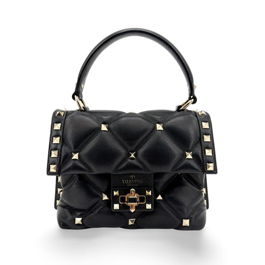 Valentino Garavani Rockstud Spike Small Top Handle Bag Black