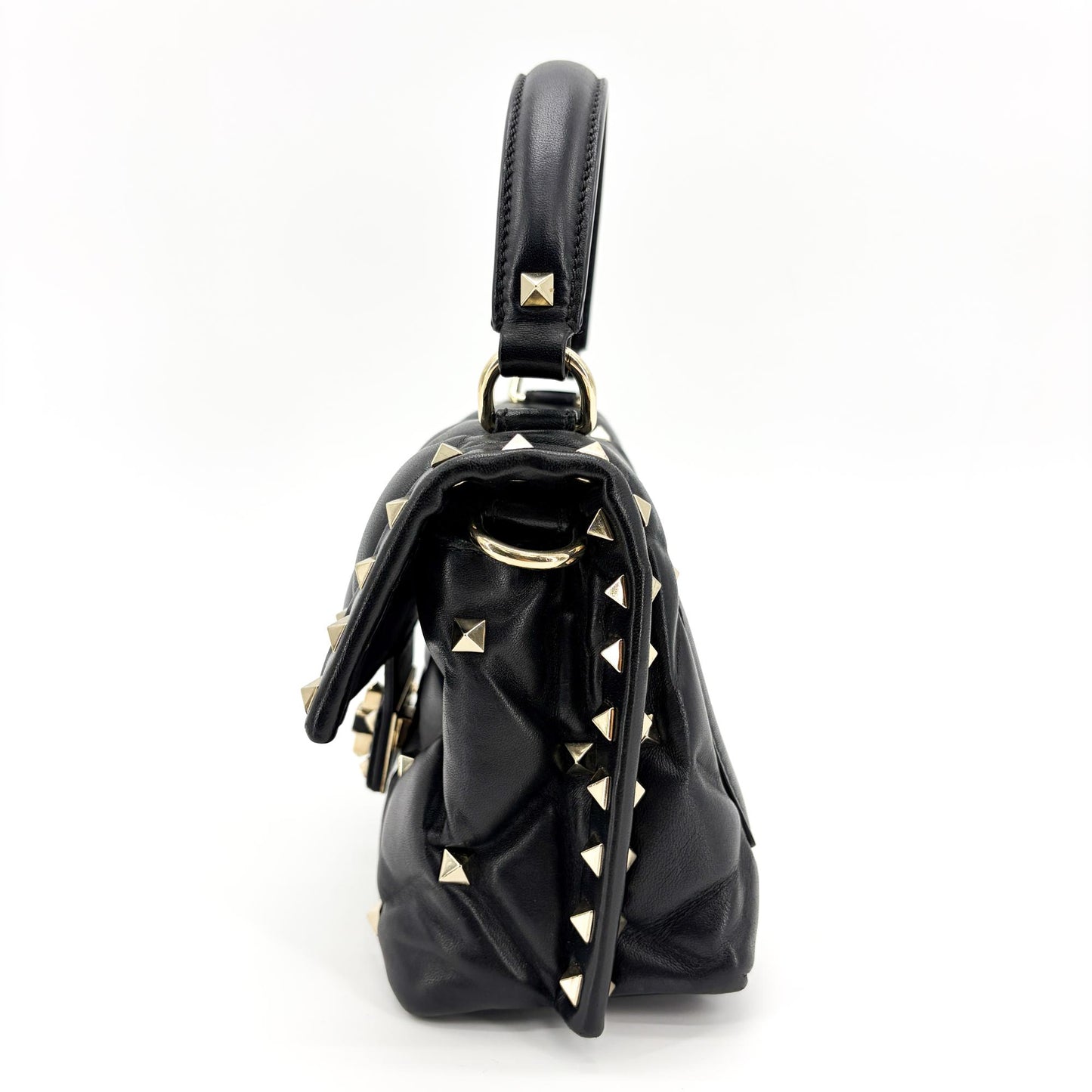 Valentino Garavani Rockstud Spike Small Top Handle Bag Black