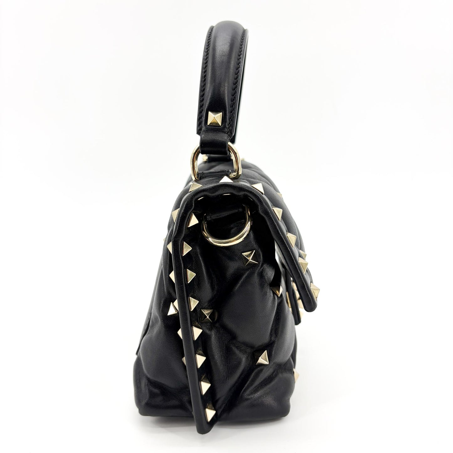 Valentino Garavani Rockstud Spike Small Top Handle Bag Black