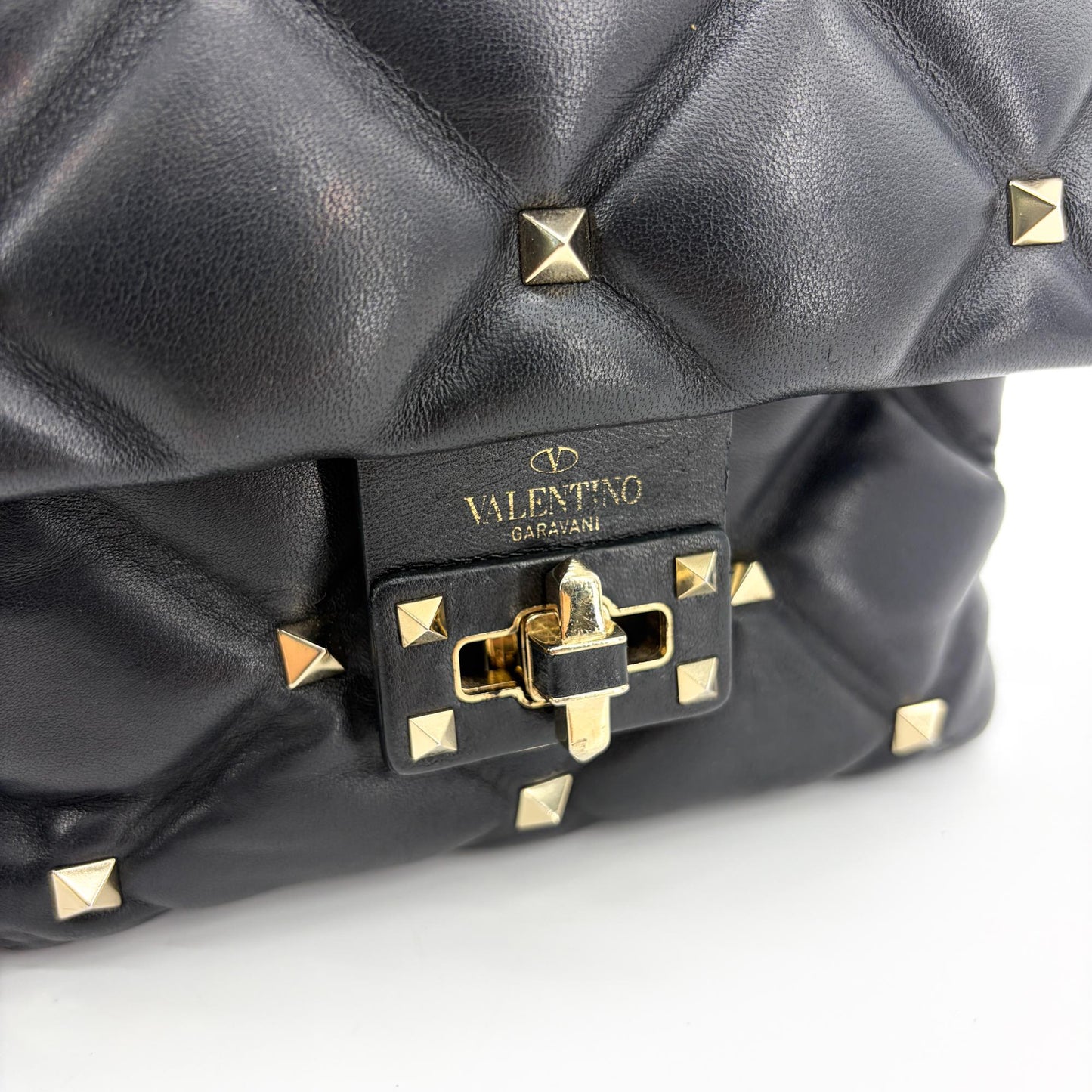 Valentino Garavani Rockstud Spike Small Top Handle Bag Black