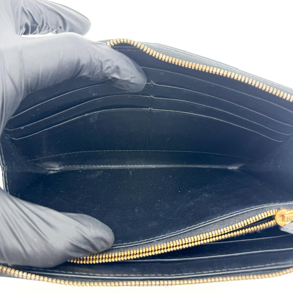 Bottega Veneta Cassette Intrecciato Zipper Around Long Wallet Black Gold Hardware