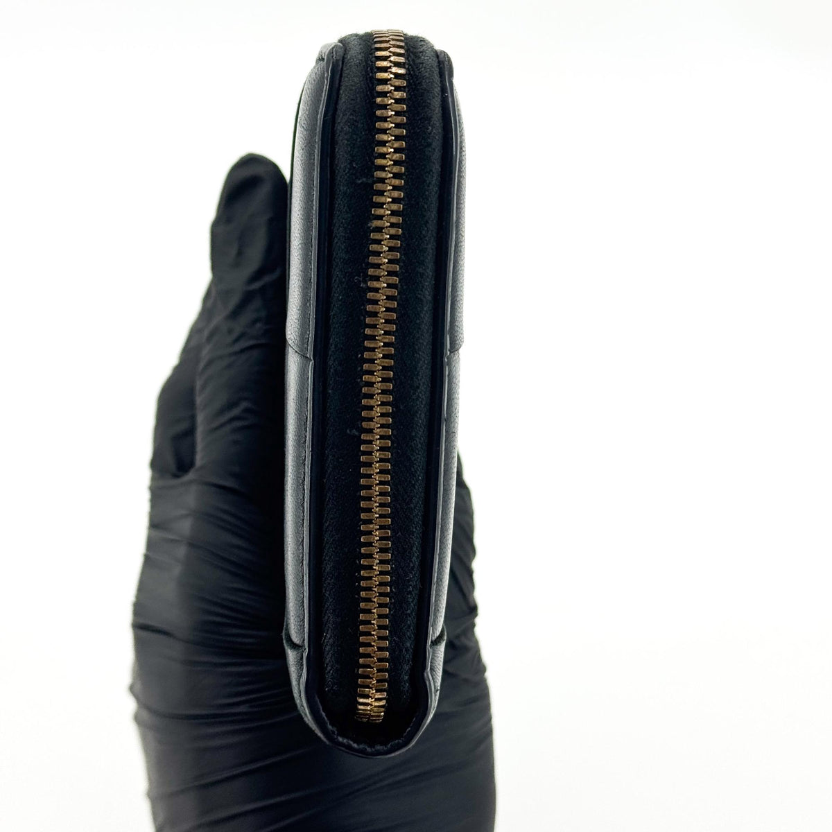 Bottega Veneta Cassette Intrecciato Zipper Around Long Wallet Black Gold Hardware