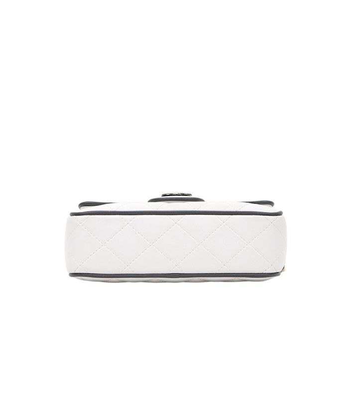 Chanel White Quilted CC Flap Chain Shoulder Bag