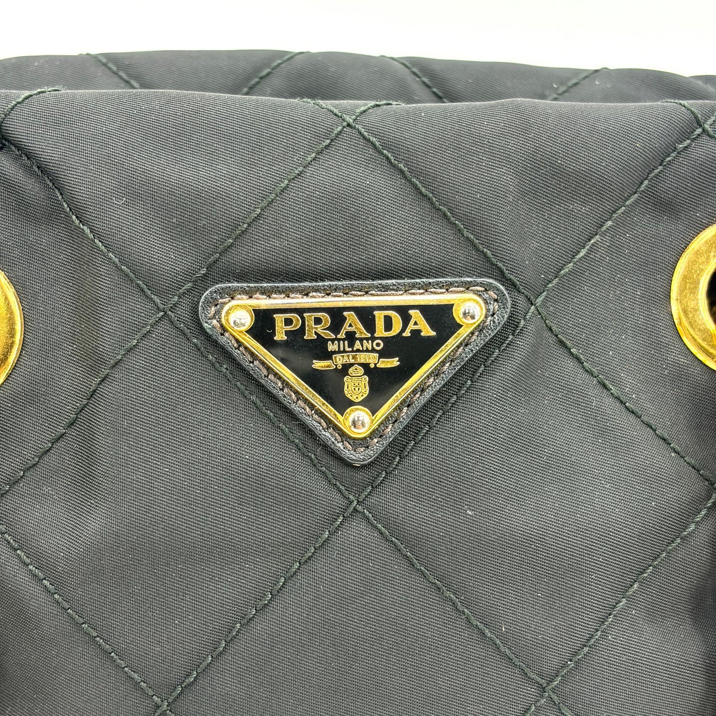 Prada Re-Nylon Quilted Chain Shoulder Bag Black with Gold Hardware